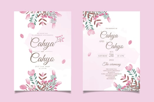 save the date watercolor floral Frame wreath with bouquet background abstract vector