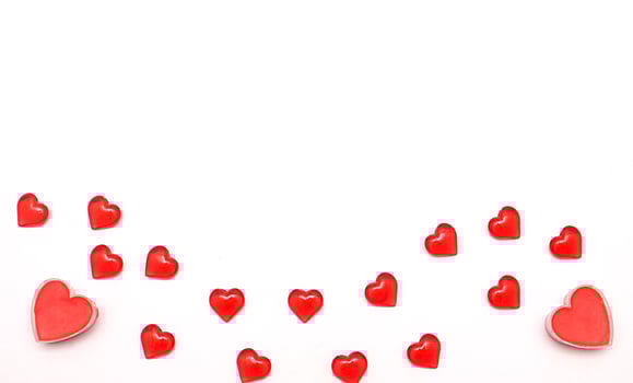 Valentine day background.Several romantic valentine hearts on white background photo