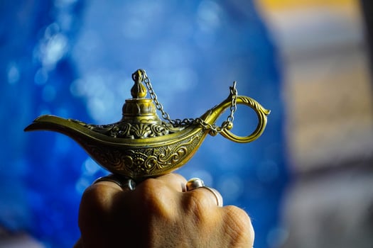 Charming genie aladdin's lamp photo