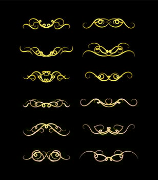 Gold Borders Elements Set Collection, ornament Vector