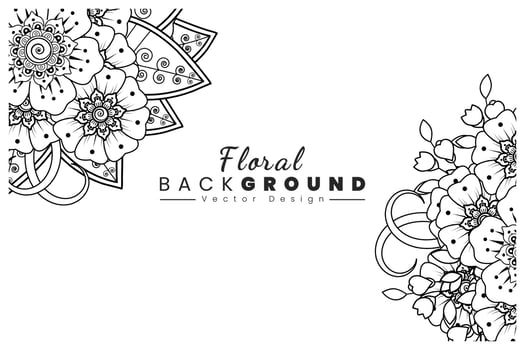 Floral Background with mehndi flower. Decorative ornament in ethnic oriental style. Coloring book. vector