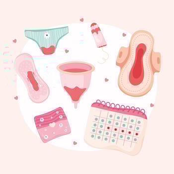 seven menstruation period icons vector
