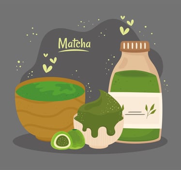 matcha tea presentations vector
