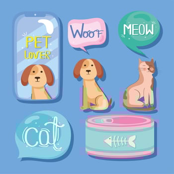 five pet lover products vector