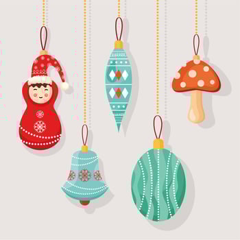 five christmas decorations icons vector