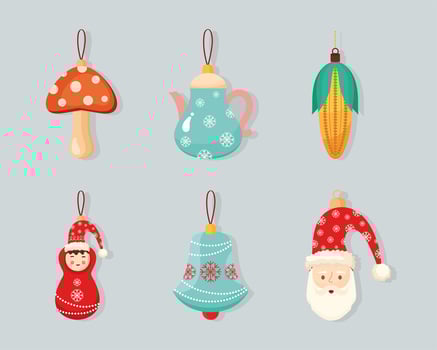 six christmas decorations icons vector