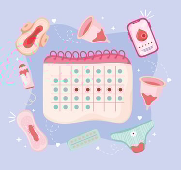 menstruation period nine icons vector