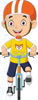 Cute little boy riding bicycle vector