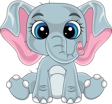 Cartoon cute baby elephant sitting vector