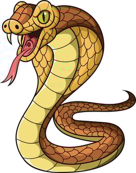 Cartoon king cobra snake on white background vector