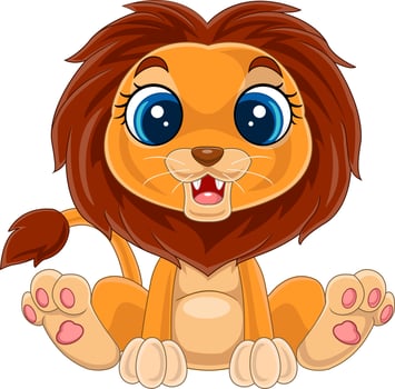 Cartoon cute baby lion sitting vector