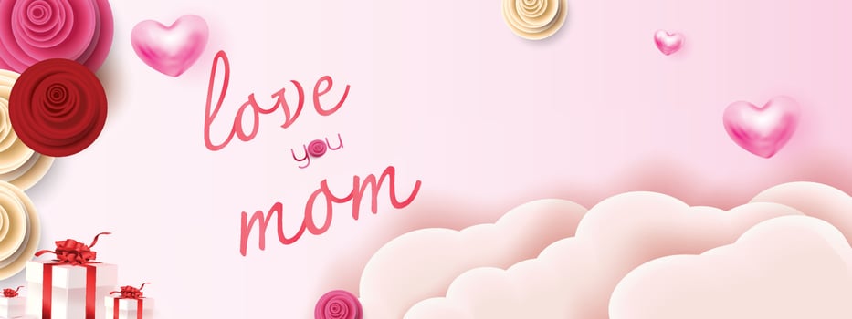 Happy Mother's Day greetings design love you mom background in spring vector