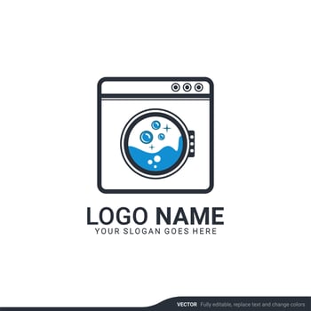 Modern laundry services logo design. Editable logo design vector