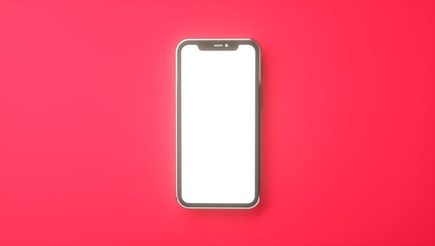 Realistic smartphone mockup set, 3d render. Mobile phone blank, white screen design. Red color photo