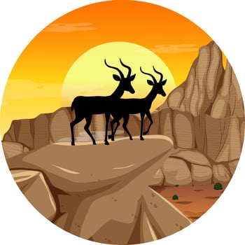 Impala animal silhouette in savanna forest vector