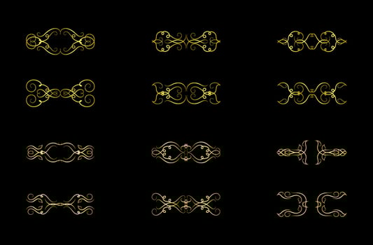 Gold Borders Elements Set Collection, ornament Vector