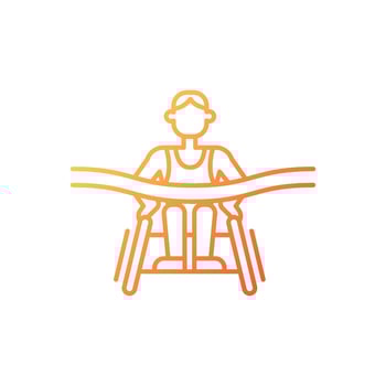 Disabled athletes gradient linear vector icon. Famous canadian marathon runners with disabilities. Fundraising. Thin line color symbol. Modern style pictogram. Vector isolated outline drawing