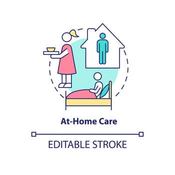 At home care concept icon. Pneumonia treatment abstract idea thin line illustration. Home quarantine. Skilled caregiver. Coronavirus precaution. Vector isolated outline color drawing. Editable stroke