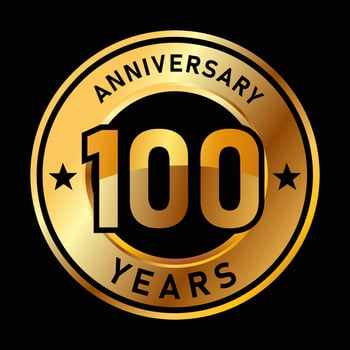100 years anniversary medal gold golden circle design vector birthday celebration 100th vector