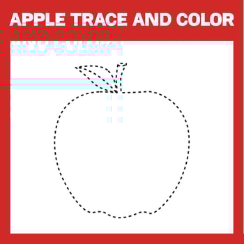 apple trace and coloring page vector