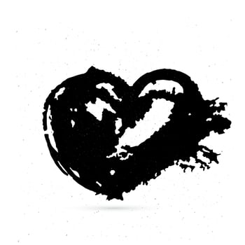 Hand drown heart on white background. Grunge shape of heart. Black textured brush stroke. Valentine s day sign. Love symbol. Easy to edit vector element of design.