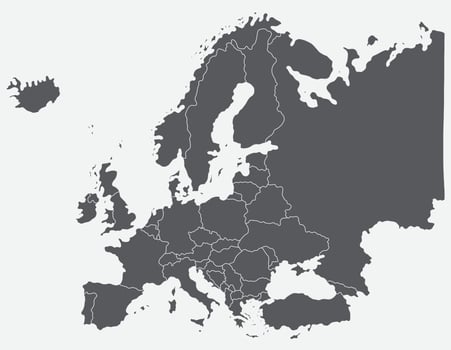 doodle freehand drawing of europe map. vector