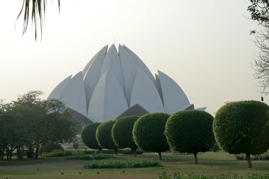 Lotus Temple through Garden photo