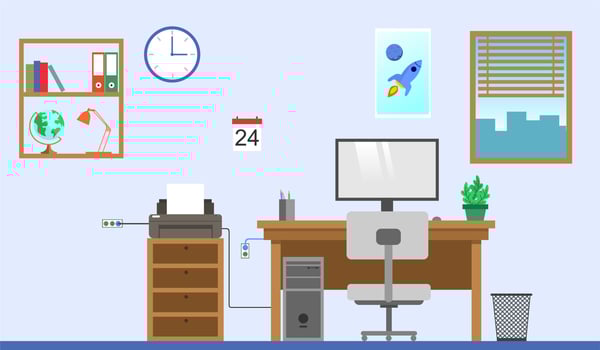Vector illustration of a desk office. Flat design concept.