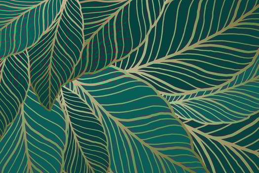 linear golden abstract leaves background vector. leaves design abstract background vector