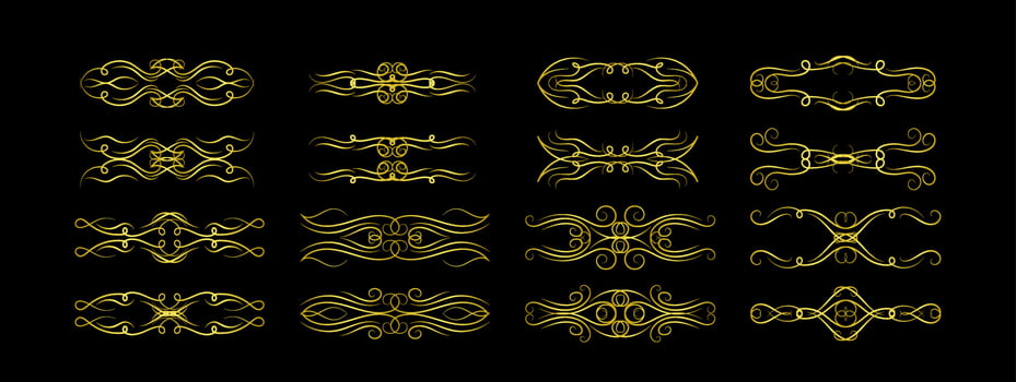 Gold Borders Elements Set Collection, ornament Vector. frame vector