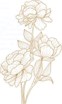 Flower Lineart in Vintage and Elegant Style vector