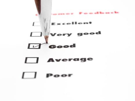 Tick placed you select choice.  excellent,very good,good,average,poor - check good photo