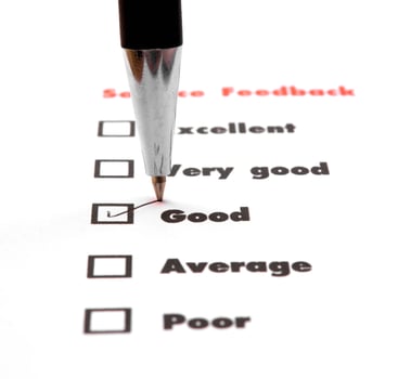 Tick placed you select choice.  excellent,very good,good,average,poor - check good photo
