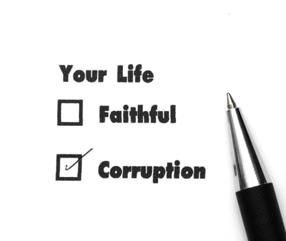 Your select is Faithful or Corruption, ink print,check Corruption photo