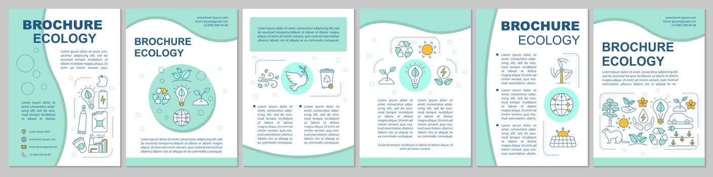 Ecology brochure template. Environment protection. Flyer, booklet, leaflet print design. Alternative energy, waste recycling. Vector page layouts for magazines, annual reports, advertising posters