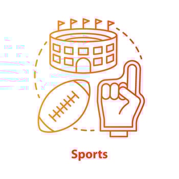 Sports red concept icon. Producing and organizing sport activity idea thin line illustration. Business industry. Leisure time places, fitness products. Vector isolated outline drawing. Editable stroke