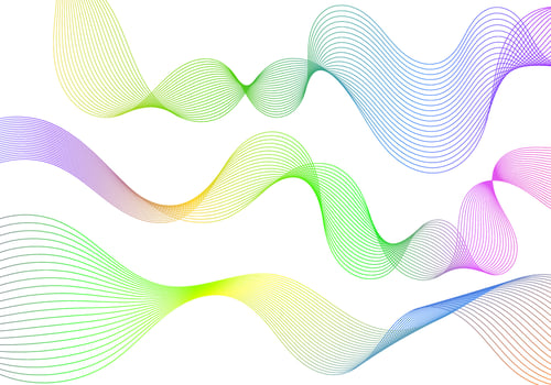colorful spectrum background or dynamic flowing vector wave lines isolated on white background