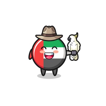 uae flag zookeeper mascot with a parrot vector