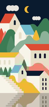 village landscape. Buildings on the hill form a village. vector