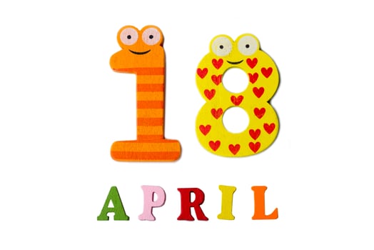 April 18 on a white background of numbers and letters. photo