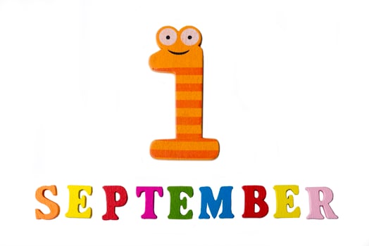 September 1, on a white background, the letters and numbers. photo