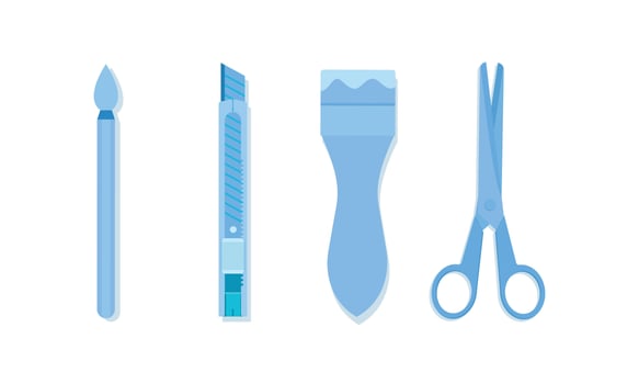 art equipment tools with paint cutter scissors vector illustration eps10