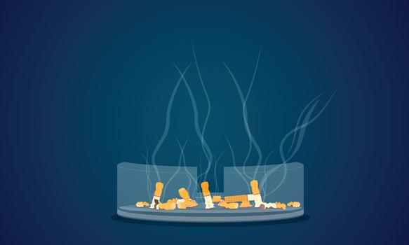cigarette ashtray glass. dangerous to health kid other people. vector illustration eps10