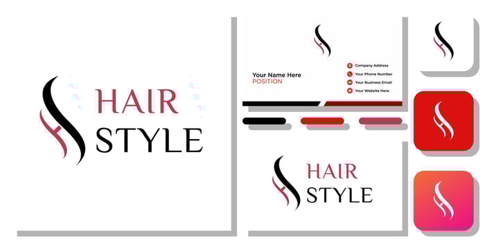 symbol monogram shape letters illustration art simple modern line icon with business card template vector