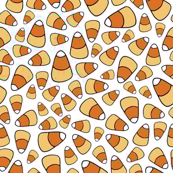 Happy Halloween vector seamless pattern. Candy corn background. Holiday colorful texture  for wrapping, wallpaper, textile, scrapbooking. Hand drawn vector illustration in doodle style