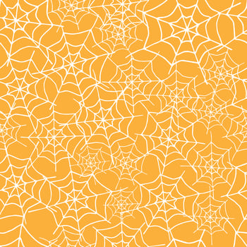 Happy Halloween vector seamless pattern. Spider web background. Holiday colorful texture  for wrapping, wallpaper, textile, scrapbooking. Hand drawn vector illustration in doodle style.