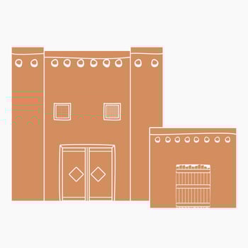 Editable Traditional Arab House Vector Illustration in Flat Monochrome Style for Islamic Moments or Middle Eastern History and Culture Related Design