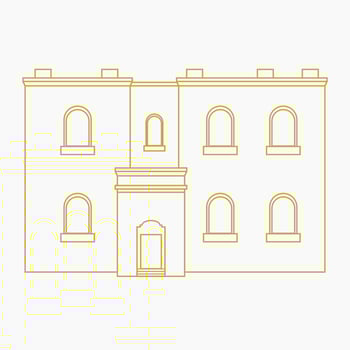 Editable Traditional Two Level Floors Arab House Vector Illustration in Outline Style for Islamic Moments or Middle Eastern History and Culture Related Design
