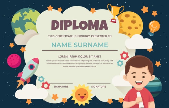 Certificate Kids Diploma Template vector