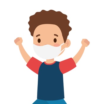 cute boy wearing medical mask to prevent coronavirus covid 19 on white background vector
